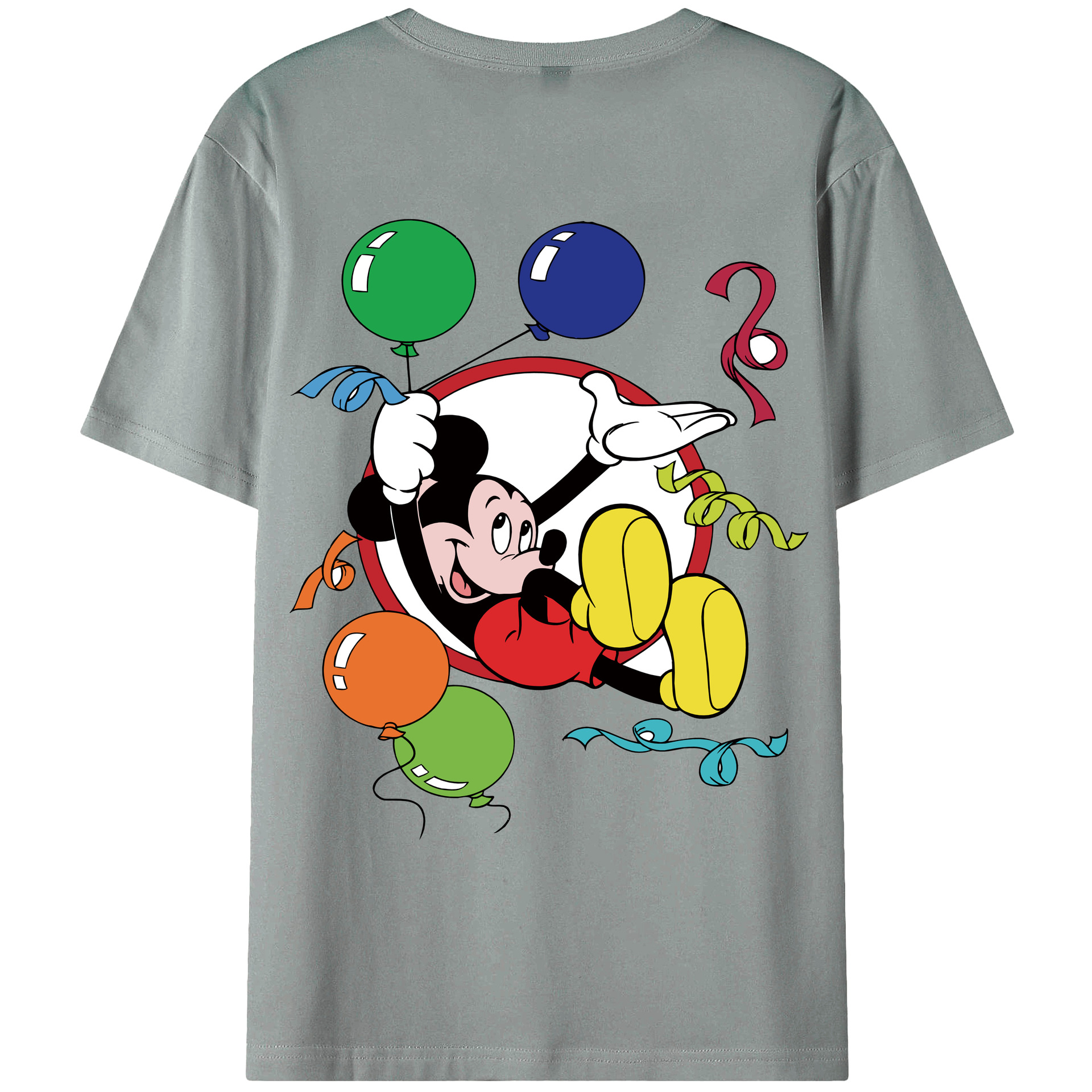 ミッキーマウス Mickey Mouse 綿100％ メンズ半袖Tシャツ（バックプリント） 通気性